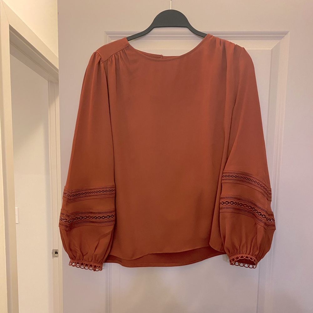 Ann Taylor Embroidered-Sleeve Blouse